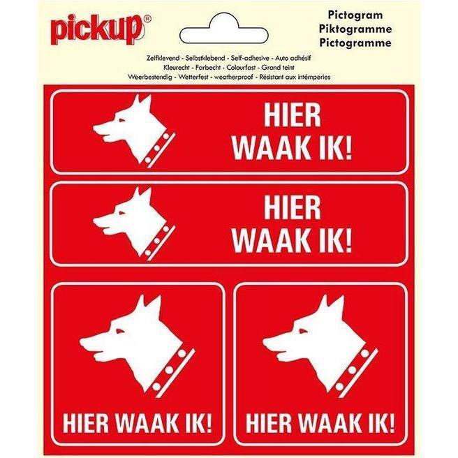 Pictogram Vinyl 150x150 mm. 4 op 1 Hier waak ik !-PICKUP STICKERS [BO]-Bouwhof shop (6690981347504)
