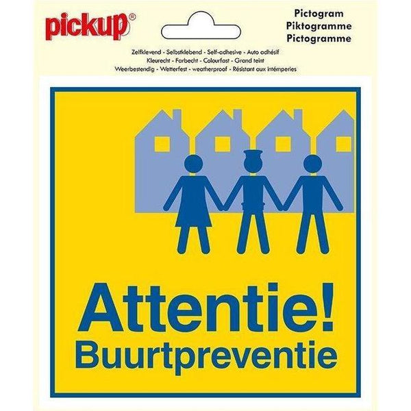 Pictogram Vinyl 150x150 mm. Attentie Buurtpreventie-PICKUP STICKERS [BO]-Bouwhof shop (6690981216432)
