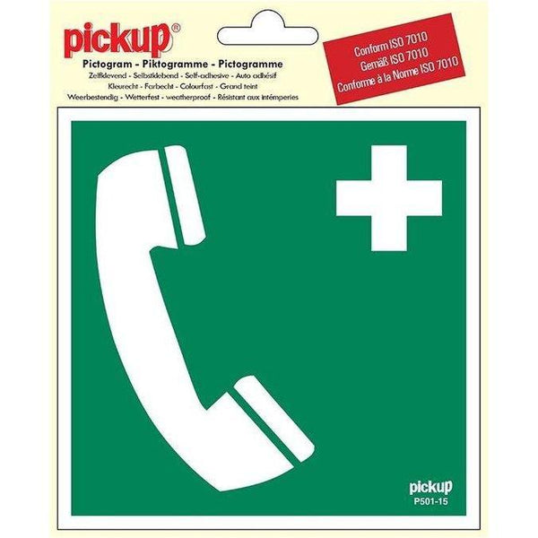 Pictogram Vinyl 150x150 mm. Telefoon voor redding/1e hulp-PICKUP STICKERS [BO]-Bouwhof shop (6690980495536)