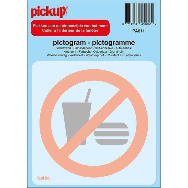 Pictogram achter glas 100x100 mm. Verboden voor consumpties-PICKUP STICKERS [BO]-Bouwhof shop (6690981511344)