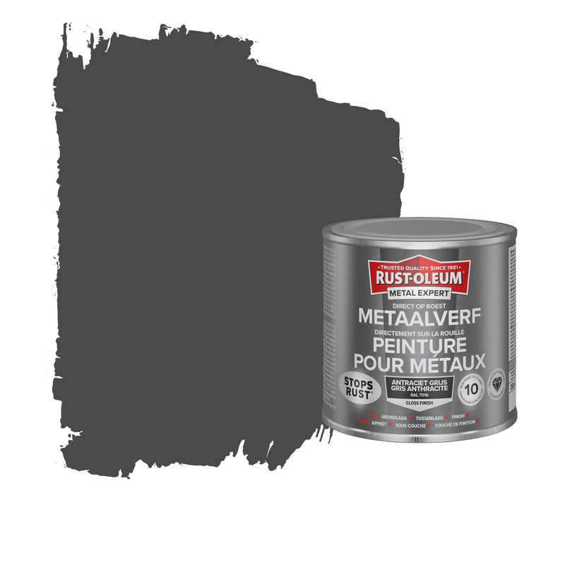 Rust-Oleum Metal Expert metaalverf hoogglans RAL7016 antracietgrijs 250 ml-MARTIN MATHYS NV/SA-Bouwhof shop