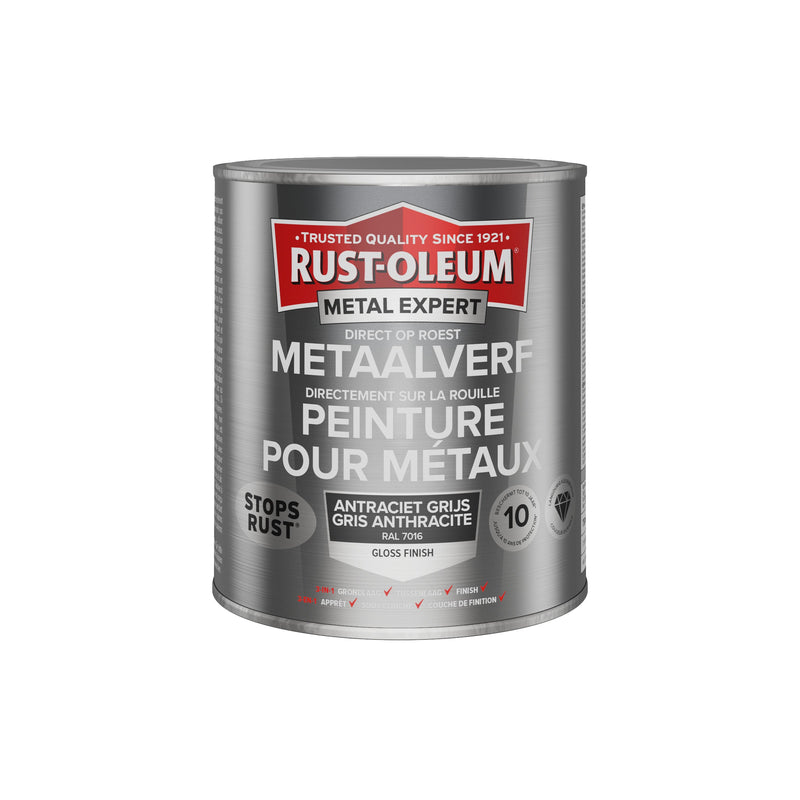 Rust-Oleum Metal Expert metaalverf hoogglans RAL7016 antracietgrijs 750 ml-MARTIN MATHYS NV/SA-Bouwhof shop