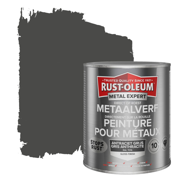 Rust-Oleum Metal Expert metaalverf hoogglans RAL7016 antracietgrijs 750 ml-MARTIN MATHYS NV/SA-Bouwhof shop