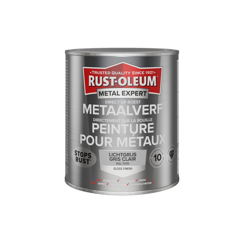 Rust-Oleum Metal Expert metaalverf hoogglans RAL7035 lichtgrijs 750 ml-MARTIN MATHYS NV/SA-Bouwhof shop