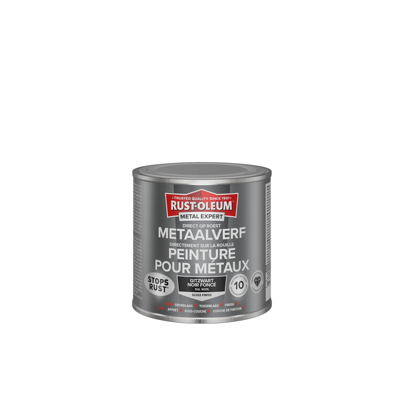 Rust-Oleum Metal Expert metaalverf hoogglans RAL9005 zwart 250 ml-MARTIN MATHYS NV/SA-Bouwhof shop