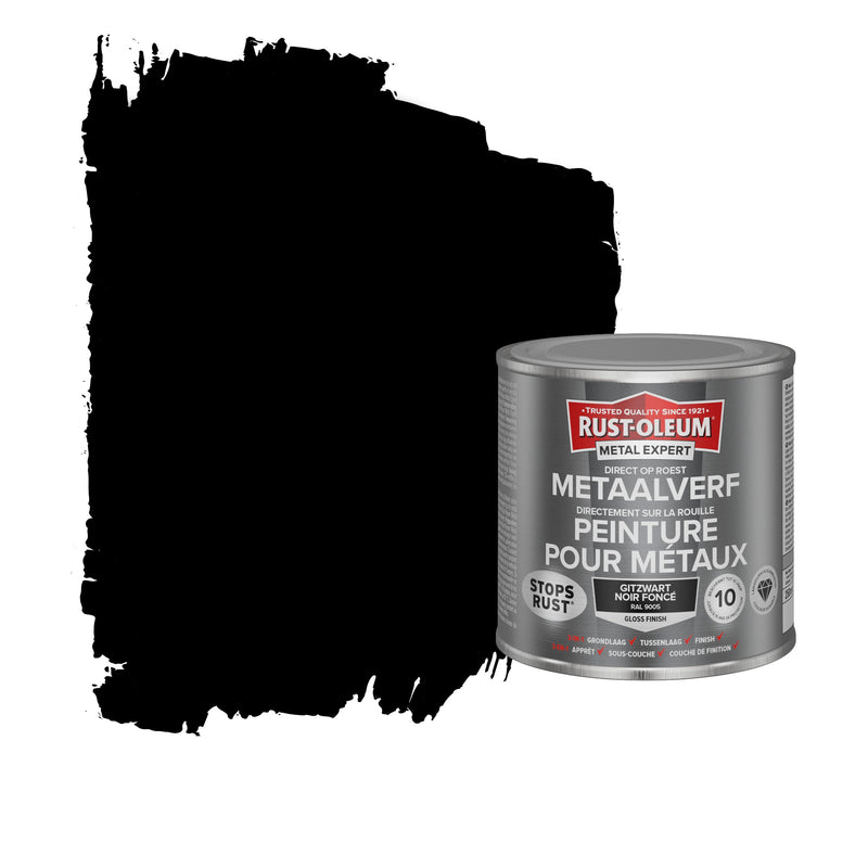 Rust-Oleum Metal Expert metaalverf hoogglans RAL9005 zwart 250 ml-MARTIN MATHYS NV/SA-Bouwhof shop