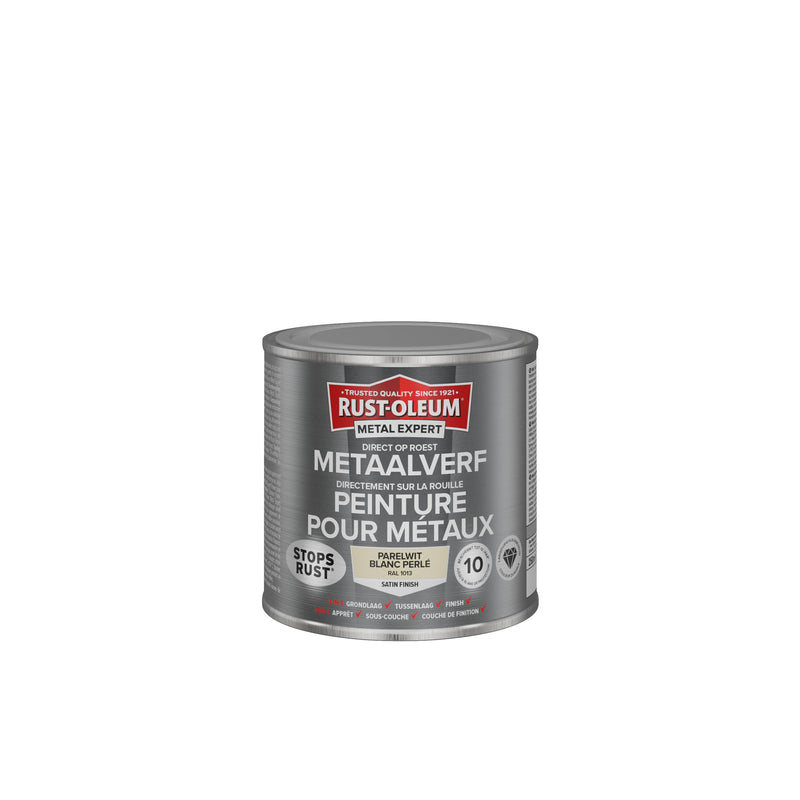 Rust-Oleum Metal Expert metaalverf zijdeglans RAL1013 parelwit 250 ml-MARTIN MATHYS NV/SA-Bouwhof shop