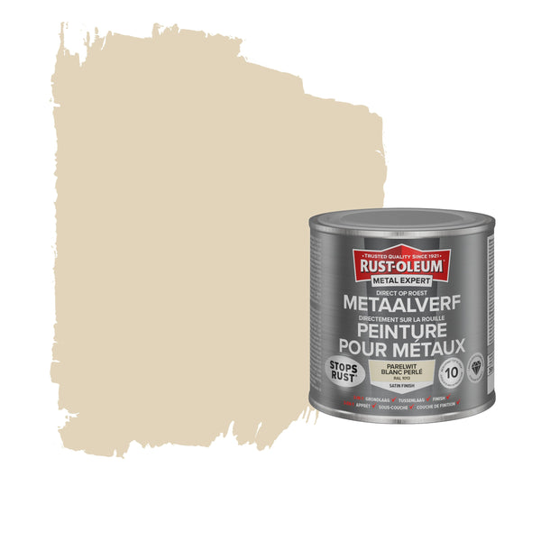 Rust-Oleum Metal Expert metaalverf zijdeglans RAL1013 parelwit 250 ml-MARTIN MATHYS NV/SA-Bouwhof shop