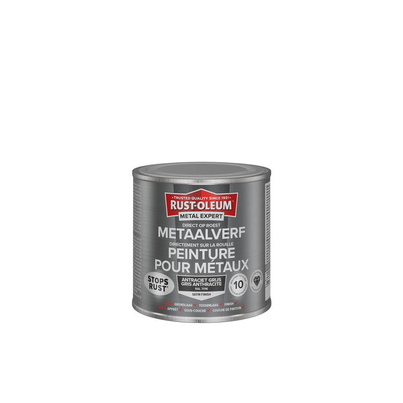 Rust-Oleum Metal Expert metaalverf zijdeglans RAL7016 antracietgrijs 250 ml-MARTIN MATHYS NV/SA-Bouwhof shop