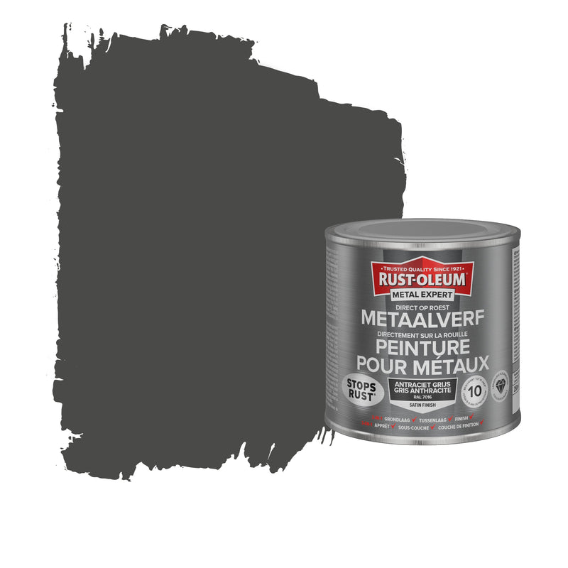 Rust-Oleum Metal Expert metaalverf zijdeglans RAL7016 antracietgrijs 250 ml-MARTIN MATHYS NV/SA-Bouwhof shop