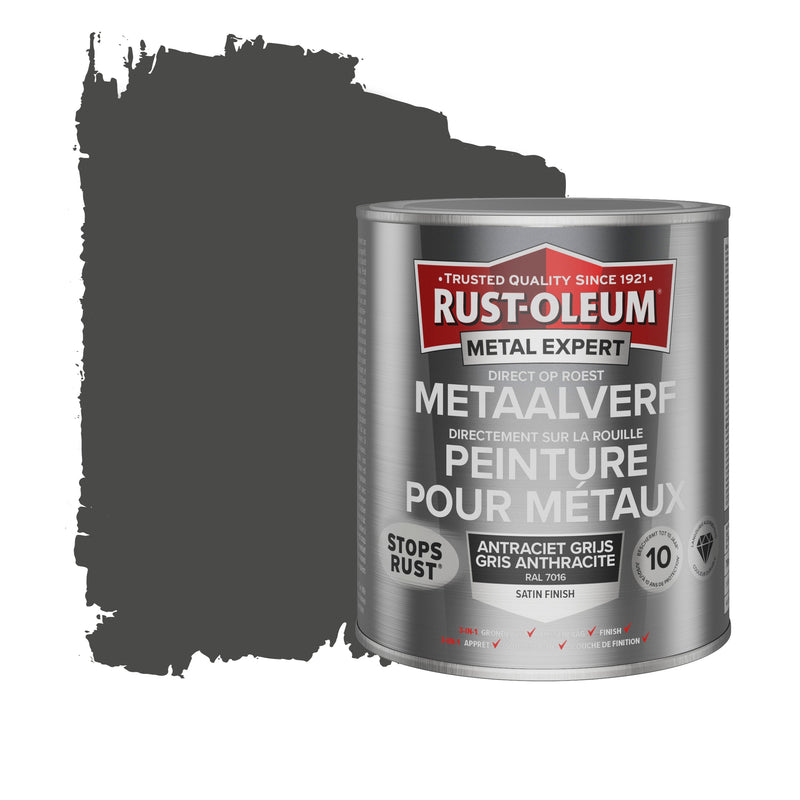 Rust-Oleum Metal Expert metaalverf zijdeglans RAL7016 antracietgrijs 750 ml-MARTIN MATHYS NV/SA-Bouwhof shop