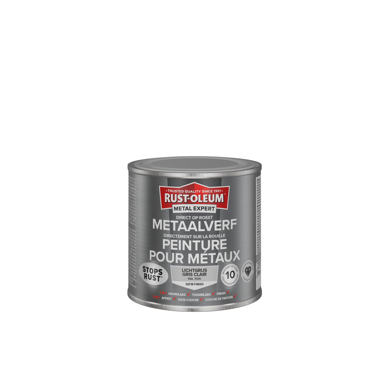 Rust-Oleum Metal Expert metaalverf zijdeglans RAL7035 lichtgrijs 250 ml-MARTIN MATHYS NV/SA-Bouwhof shop