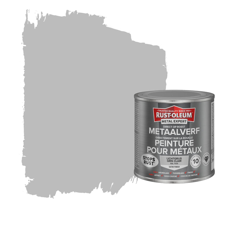 Rust-Oleum Metal Expert metaalverf zijdeglans RAL7035 lichtgrijs 250 ml-MARTIN MATHYS NV/SA-Bouwhof shop