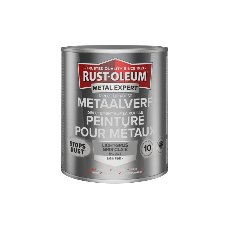 Rust-Oleum Metal Expert metaalverf zijdeglans RAL7035 lichtgrijs 750 ml-MARTIN MATHYS NV/SA-Bouwhof shop