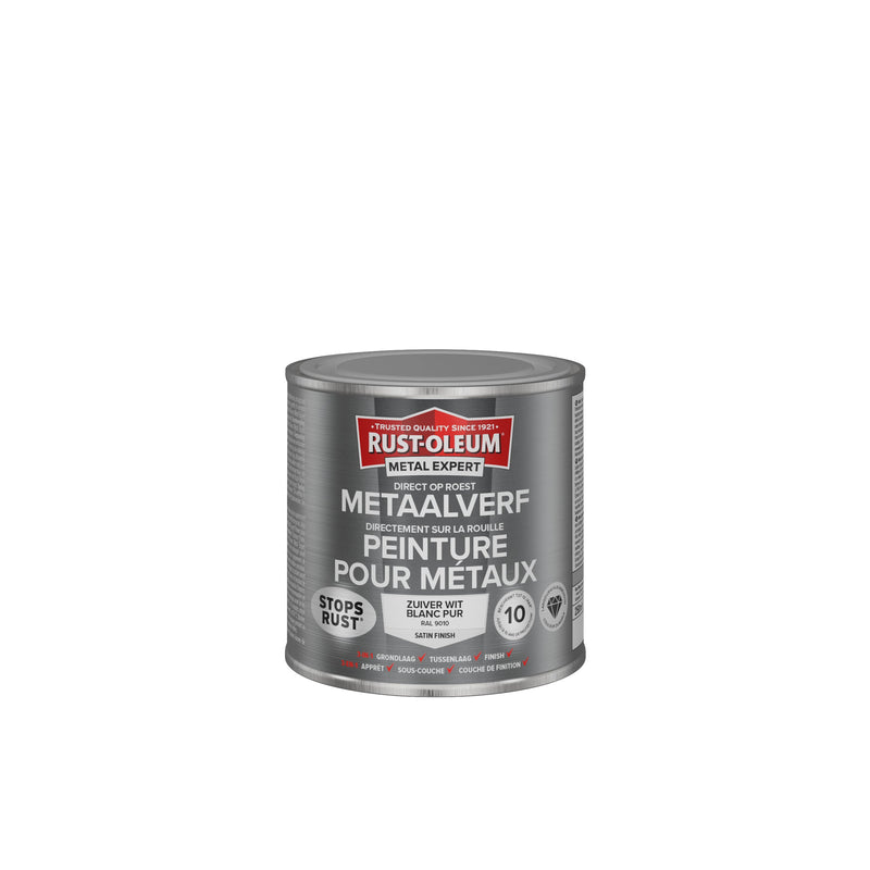 Rust-Oleum Metal Expert metaalverf zijdeglans RAL9010 zuiver wit 250 ml-MARTIN MATHYS NV/SA-Bouwhof shop