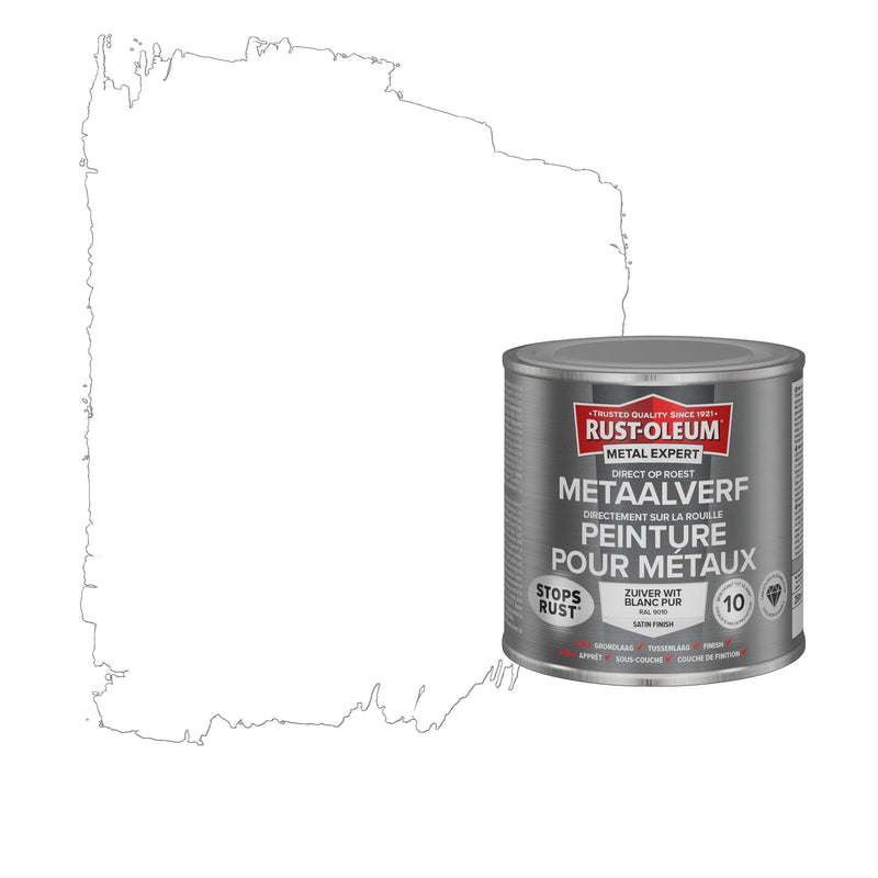 Rust-Oleum Metal Expert metaalverf zijdeglans RAL9010 zuiver wit 250 ml-MARTIN MATHYS NV/SA-Bouwhof shop