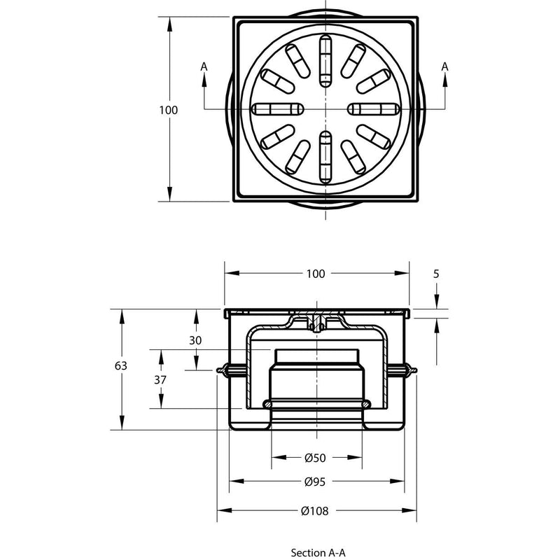 Rvs put nv 10x10cm rvs304 4410-TECHNISCHE UNIE [BO] (installatie) 1442201-Bouwhof shop (6964100300976)