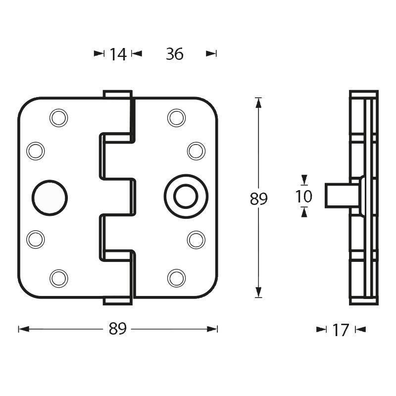 SKG3 KOGELLAGERSCHARNIER 3.5 AFGEROND (89X89X3) RVS-VAN LEEUWEN INT. | INTERSTEEL [BO]-Bouwhof shop (6153323020464)