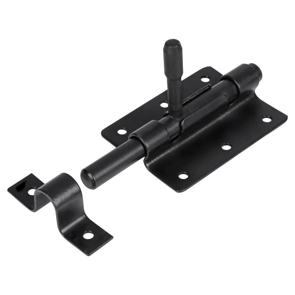Starx deurgrendel met ronde schoot - sluitlus en sluitplaat - zwart gelakt 80 x 55 mm-SHI (ijzerwaren)-Bouwhof shop