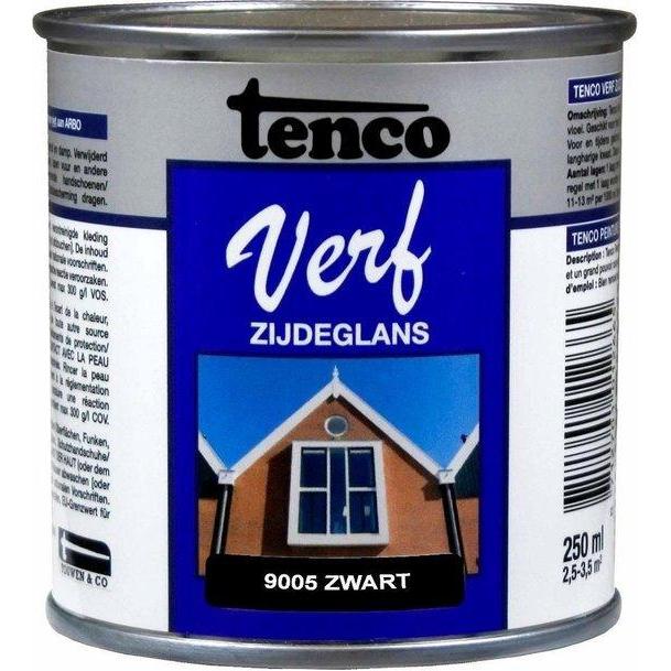 Tenco Verf zijdeglans 9005 zwart 250 ml.-BOUWLOG (Tenco)-Bouwhof shop (6691003367600)