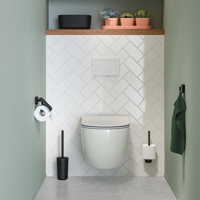 Tiger Carv Toiletrolhouder met klep Zwart-CORAM DIY BV-Bouwhof shop