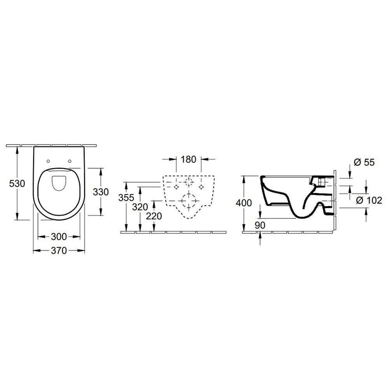 Villeroy & Boch combipack wandcloset Avento, wit, (dxhxb) 530x310x370mm-TECHNISCHE UNIE [BO] (sanitair) 1404748-Bouwhof shop (6135127900336)