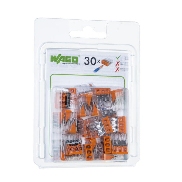 WAGO 3V LASKLEM MINI 3X0.5-2.5 ORANJE 30 STUKS OP BLISTER-BESLI (installatie)-Bouwhof shop (6214594724016)