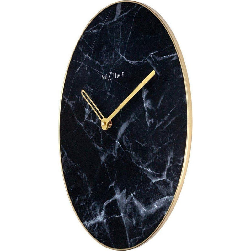 Wandklok NeXtime Marble zwart Ø 40 cm-KANGARO KTC-Bouwhof shop (6839489495216)